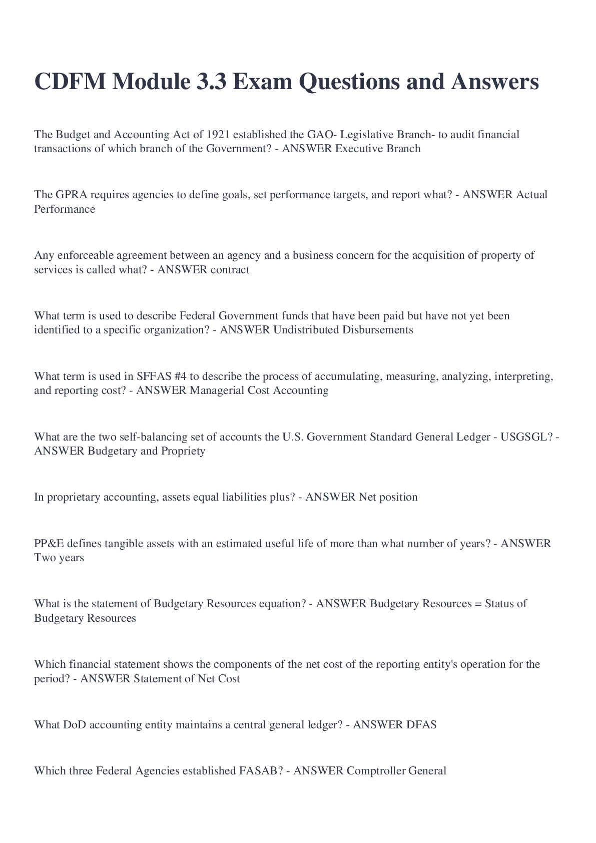 Preview image for CDFM Module 3.3 Exam Questions and Answers
